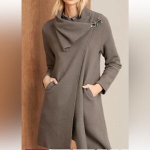 Garnet Hill Asymmetrical Boiled 100% Wool Coat Brown Women’s Size 02